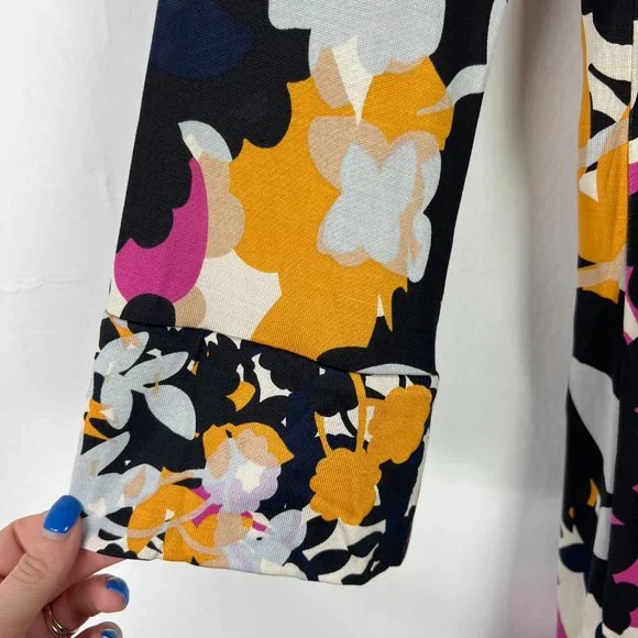 Diane Von Furstenberg 3/4 Sleeve Floral Silk Boatneck Shift Dress Size 10 D1365 - Picture 12 of 12